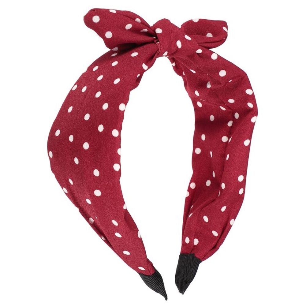 Bowknot Headband with Bunny Ears Hairband Red 2.17 Inch Wide